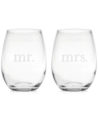 Mr. & Mrs. Stemless Wine Glasses, Set of 2 image