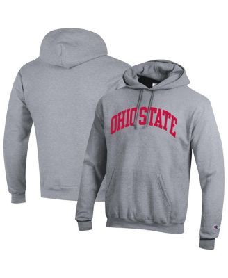 Champion - Men's Heather Gray Ohio State Buckeyes Basic Arch Fleece Pullover Hoodie