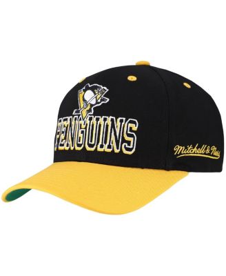 Mitchell & Ness - Men's Black/Gold Pittsburgh Penguins Backside Script Two-Tone Pro Crown Adjustable Hat