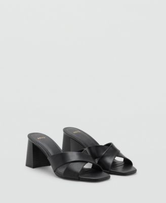 MANGO - Women's Leather Block-Heel Sandals