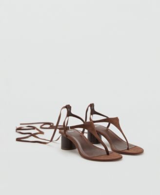 MANGO - Women's Suede Leather Heeled Sandals