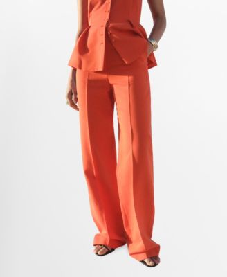 MANGO - Women's Straight Mid-Rise Suit Pants