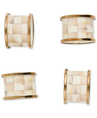 Mocha Check Napkin Rings, Set of 4 image