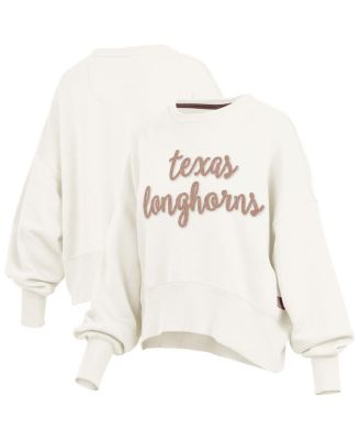 Pressbox - Women's Cream Texas Longhorns Chelsea Oversized Pullover Sweatshirt