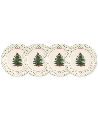 Christmas Tree Polka Dot Dessert Plates, Set of 4 image