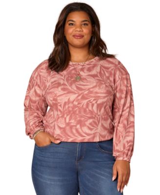 Democracy - Plus Size Embroidered Scoop-Neck Top