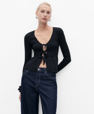MANGO - Women's Ties Knitted Cardigan