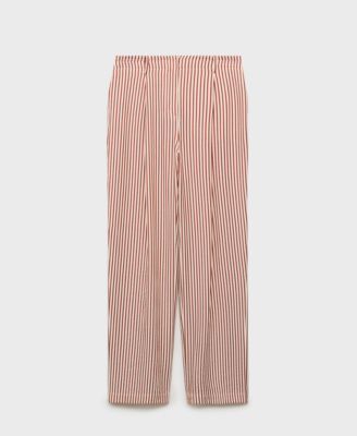 MANGO - Women's Pleated Striped Pants