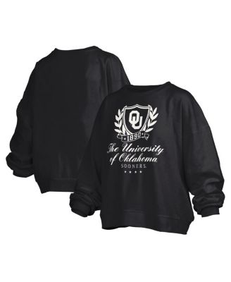 Pressbox - Women's Black Oklahoma Sooners Big Aug Script Janice Oversized Pullover Sweatshirt