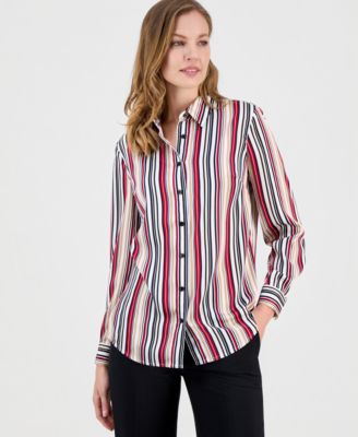 Kasper - Women's Striped Button-Front Shirt