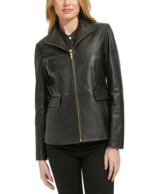 Cole Haan - Women's Zip-Front Leather Jacket