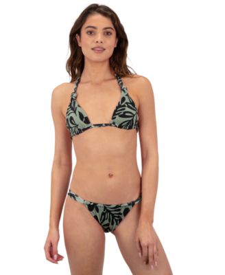 Hurley - Juniors' Tropical-Print Triangle Bikini Top