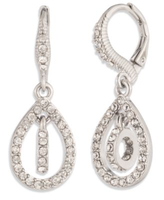 Givenchy - Silver-Tone Crystal Pave Pear Drop Earrings