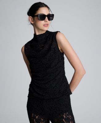 Kenneth Cole - Women's Stretch Lace Mock Neck Tank Top