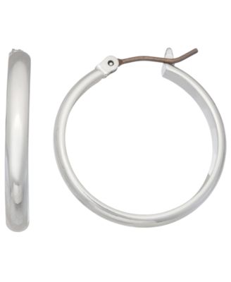 Nine West - Medium Silver-Tone Hoop Earrings