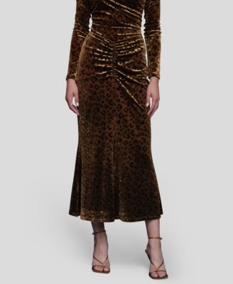 Avec Les Filles - Women's Front Ruched Midi Skirt