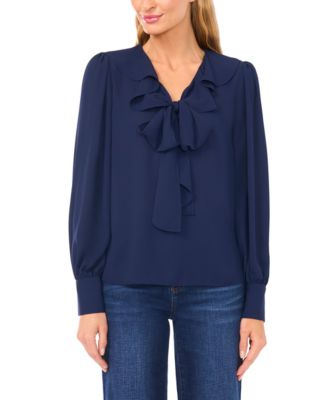 CeCe - Women's Ruffle Tie V-Neck Top