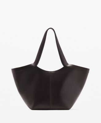 MANGO - Women's Large Leather Shoulder Bag