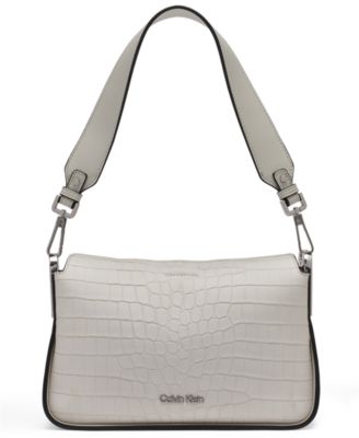 Calvin Klein - Fay Sueded Croc Shoulder Handbag