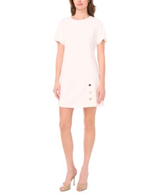 MSK - Petite Short-Sleeve Button Skirt Shift Dress