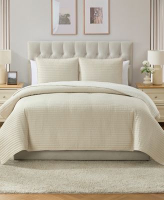 Embroidered Pick Stitch Microfiber 3-Pc. Quilt Set, Full/Queen image