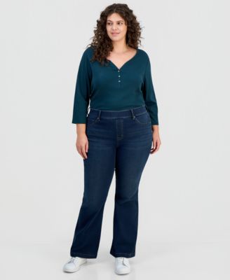 Style & Co - Plus Size Pull-On Shaping High-Rise Bootcut Jeans