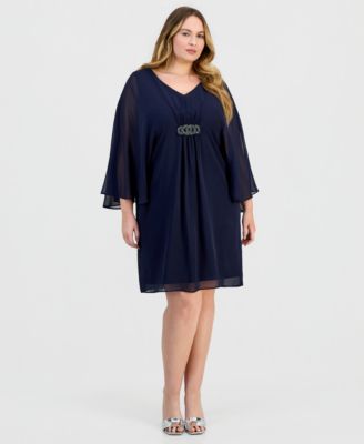 Connected - Plus Size V-Neck Embellished-Trim Dress