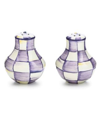 MacKenzie-Childs - Violet Check Handmade Salt & Pepper Shakers, 2-Piece Set