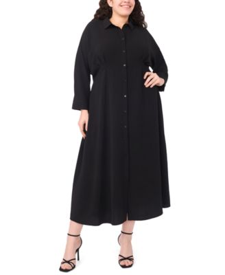 MSK - Plus Size Button Front Collar Midi Shirtdress