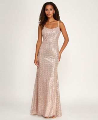 Emerald Sundae - Women's Sequin Scoop Neck Gown