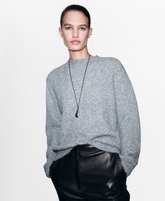 MANGO - Women's Cable-Knit Lurex Sweater