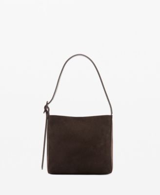 MANGO - Women's Suede Leather Shopper Bag