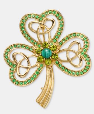 Anne Klein - Pav&eacute; & Stone Openwork Clover Pin