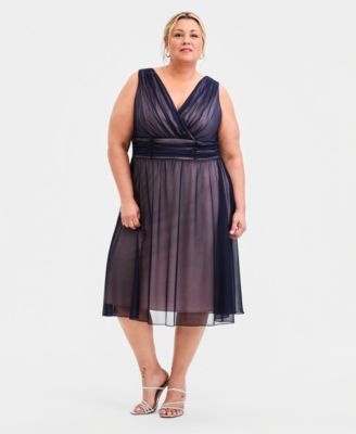 Connected - Plus Size Sleeveless Chiffon Midi Dress