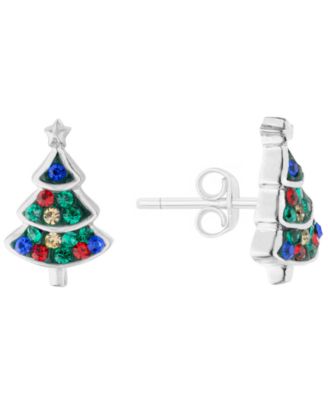 Macy's - Crystal Stone Christmas Tree Stud Earrings