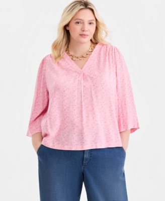 Style & Co - Plus Size Printed 3/4-Sleeve Top