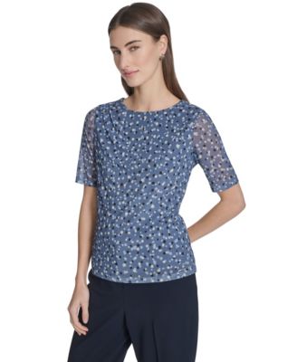 Calvin Klein - Women's Printed Crewneck Blouse
