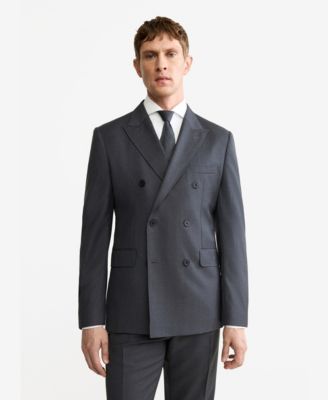 MANGO - Men's Wool Flannel Double-Breasted Jacket