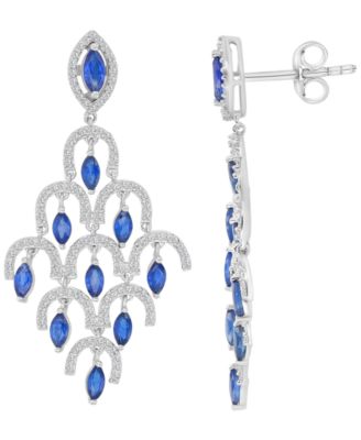 Macy's - Blue Sapphire & Diamond Dangling Earrings