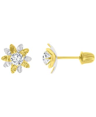 Macy's - 14K Two-Tone Gold Double Flower Stud Earrings