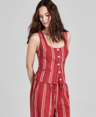 Women's Square-Neck Striped Vest, Macy's Exclusive image