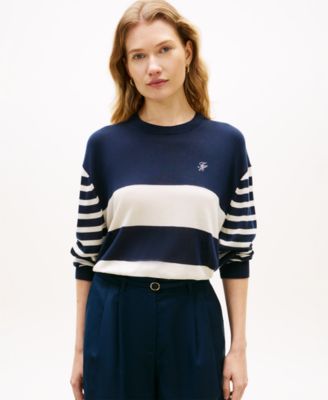 Tommy Hilfiger - Women's Monogram Script Striped Sweater