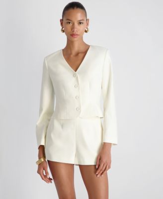 Women's Halsey V-Neck Twill Cropped Fitted Jacket image
