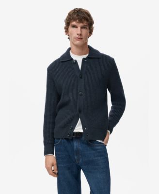 MANGO - Men's Structured Wool-Blend Cardigan
