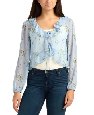 BCX - Women's Floral V-Neck Printed Top