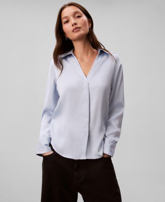 Calvin Klein - Women's Hammered Fitted Collared Shirt