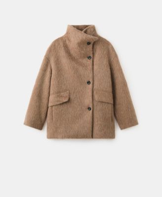 MANGO - Women's Wool-Blend Funnel-Neck Coat