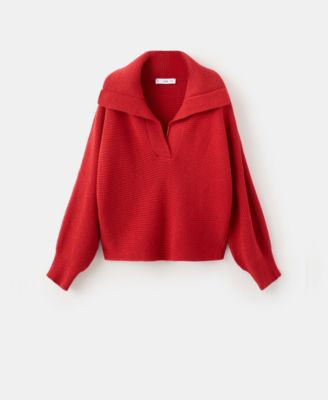 MANGO - Women's Polo-Neck Ribbed Sweater