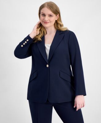 Tahari ASL - Plus Size Peak-Lapel Single-Button Blazer