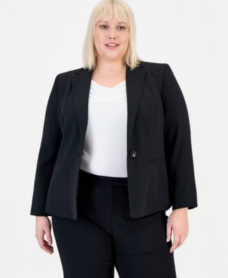 Plus Size Crepe One-Button Blazer image